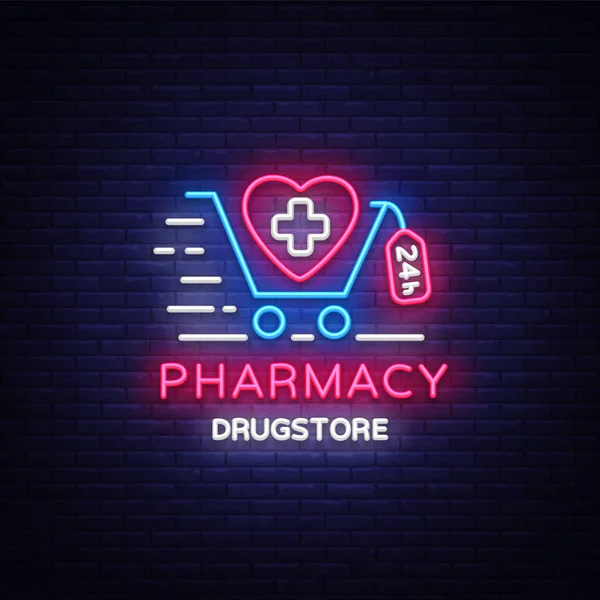 Apotheke Leuchtreklame Vektor Leuchtendes Medizinisches Symbol Leuchtbanner Neon Symbol Designelement — Stockvektor