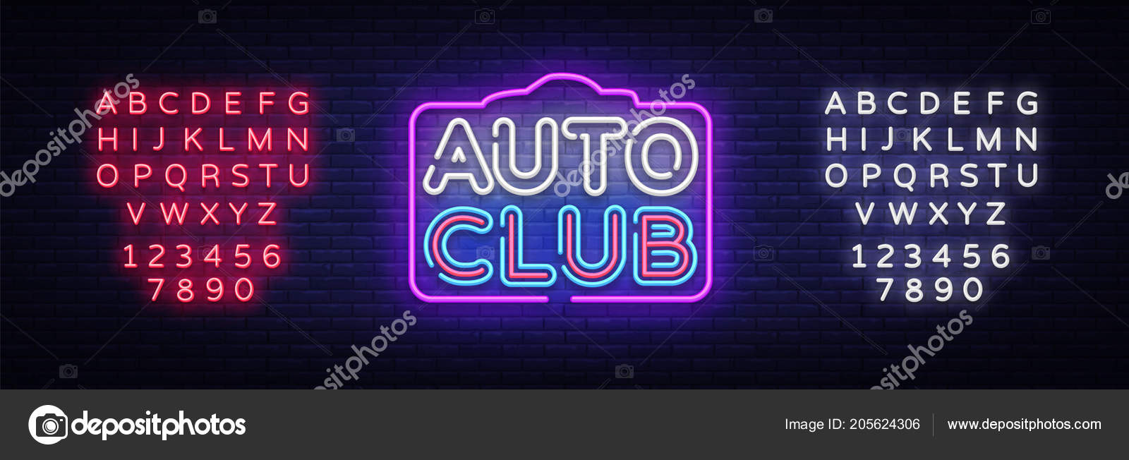 Auto Club neon sign vector. Car Service design template neon sign