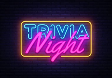 Diğer bilgiler gece neon işareti vektör. Quiz saat tasarım şablonu neon tabela, ışık afiş, neon tabela, her gece parlak reklam, ışık yazıt. Vektör çizim