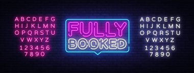 Tam Neon metin vektör ayırtıldı. Tam neon tabela, tasarım şablonu, modern trend tasarım, gece neon tabela, gece parlak reklam, ışık afiş ayırtıldı, sanat ışık. Vektör. Metin neon işareti düzenleme