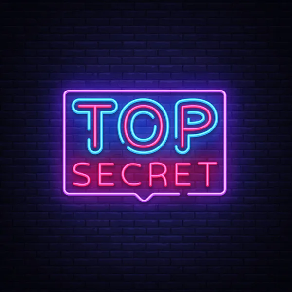 Top Secret neon tekst vector ontwerpsjabloon. Top Secret neon logo, lichte banner designtrend element kleurrijke moderne design, nacht heldere reclame, heldere teken. Vectorillustratie — Stockvector