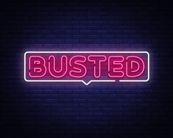 Kapotte Neon tekst Vector. Busted lichtreclame ontwerpsjabloon, moderne trend ontwerp, nacht neon uithangbord, nacht heldere reclame, lichte banner, licht van art. Vectorillustratie — Stockvector