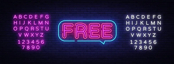 Free Neon Text Vector. Semn de neon gratuit, șablon de design, design modern de tendință, panou de neon de noapte, publicitate luminoasă de noapte, banner ușor, artă ușoară. Vector. Editarea semnului neon text — Vector de stoc