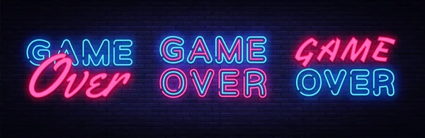 Game Over neon set tasarımı şablonu imzalar. Büyük koleksiyon Game Over neon metin, ışık afiş tasarım öğesi renkli modern tasarım trend, gece parlak reklam, parlak işareti. Vektör çizim — Stok Vektör