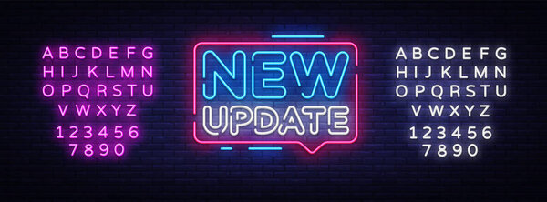 Новый "Неоновый вектор". Новая неоновая вывеска, дизайн-искушение, современный трендовый дизайн, ночная неоновая вывеска, ночная яркая реклама, световой баннер, световое искусство. Вектор. Редактирование неонового знака
