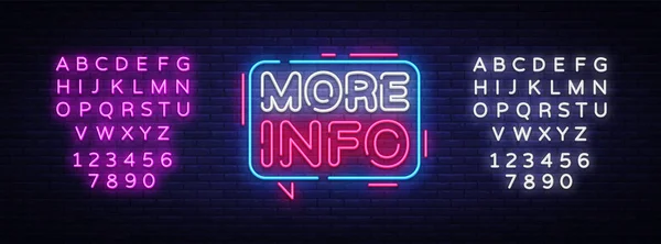 Mehr Informationen Neon Text Vektor Design Template. Mehr Info Leuchtreklame, Lichtbanner Design-Element bunte moderne Design-Trend, Nacht helle Werbung, helle Beschilderung. Vektor. Bearbeiten von Text Leuchtreklame — Stockvektor