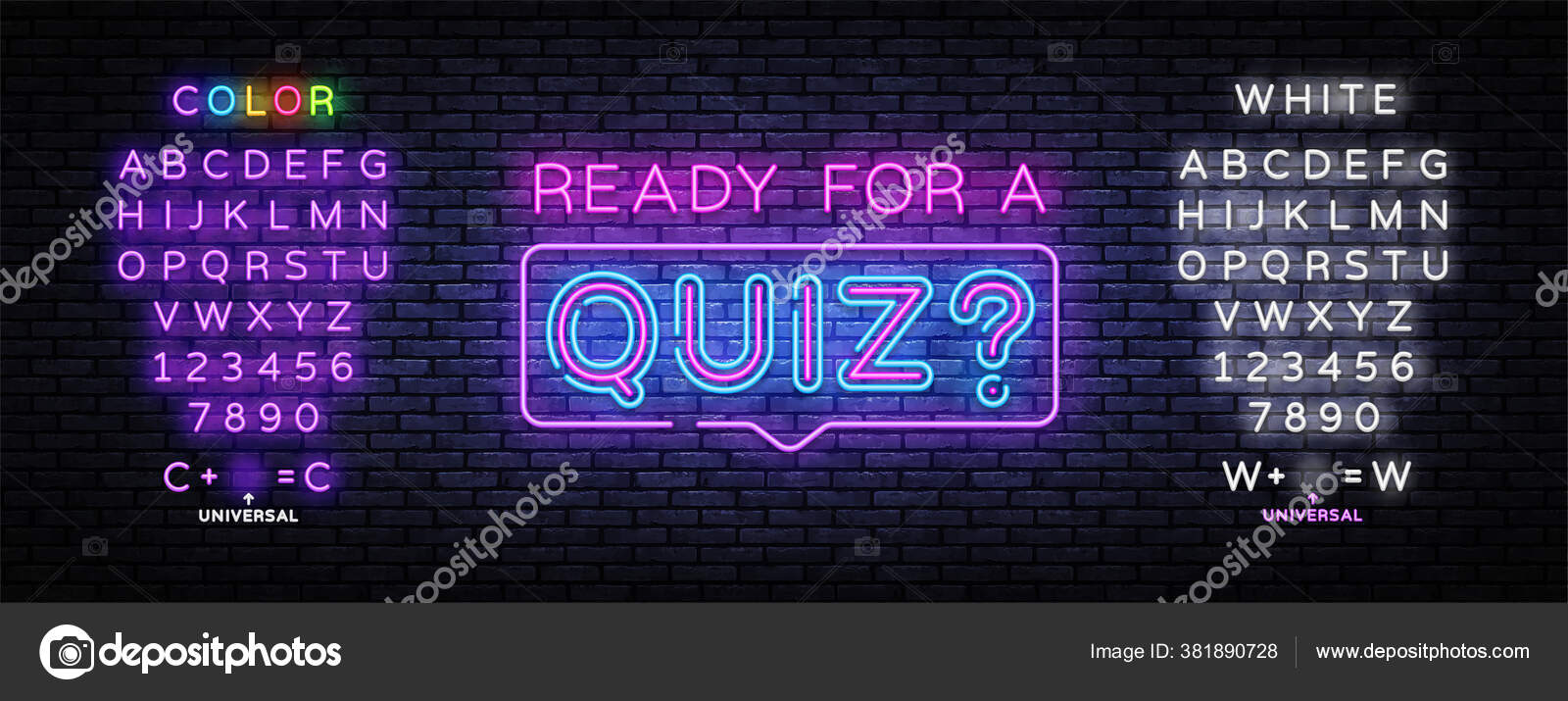 Quiz Neon Sign Vector. Pronto para uma inscrição Quiz néon, modelo de  design, design moderno tendência