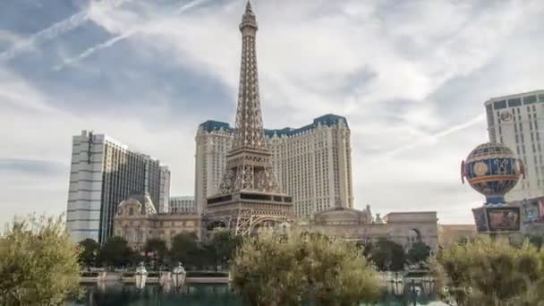 Las Vegas Nevada December 2017 Time Lapse View Replica Eiffel — Stock Video