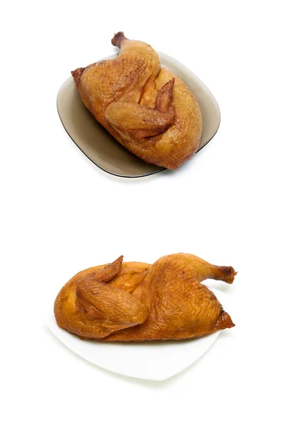 Half smoked chicken isolated on white background — Stock Photo, Image