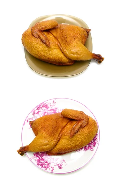 Pollo affumicato isolato su sfondo bianco primo piano — Foto Stock