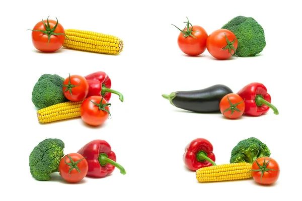 Pomodori e altre verdure su sfondo bianco — Foto Stock