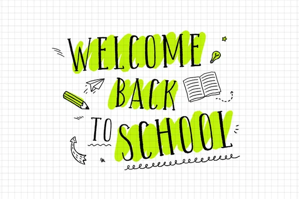 Welcome back to school vector hand lettering — Stock Vector