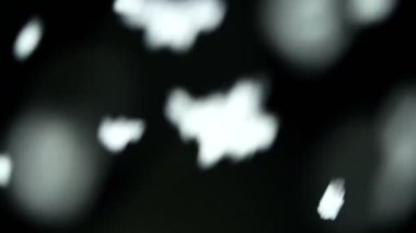 Beyaz nowflakes siyah bir arka plan üzerinde havada yüzer. İşlenen video effects.4k Uhd animasyon yapmak için ideal 24 bit renk derinliği ve çerçeve 30 fps oranı .