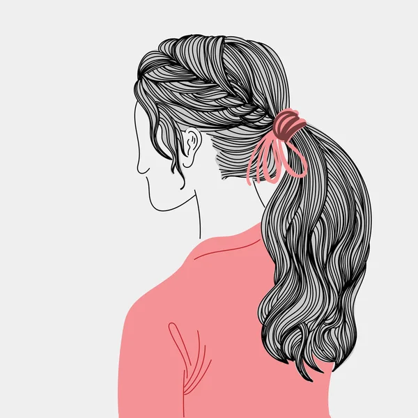 Fashion Illustration Girl Lovely Girl Hairstyles Women Modern Style Doodle — Stock Vector