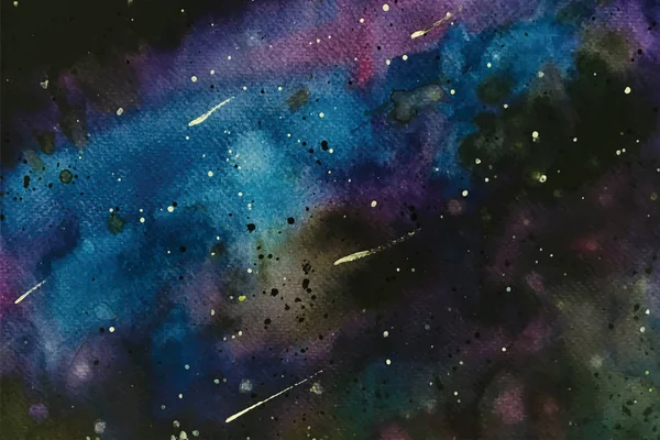 Ilustración Vectorial Con Estrellas Nocturnas Acuarela Vía Láctea Fondo Galaxia — Archivo Imágenes Vectoriales