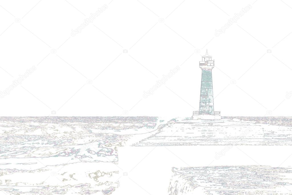 Sketch of Sodus Bay Lighthouse in Sodus Point NY