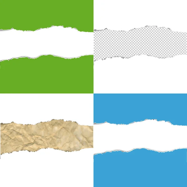 Color Torn Paper Borders Gradient Mesh Vector Illustration — Stock Vector