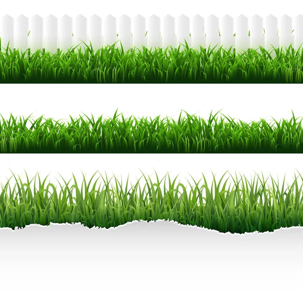 Grand Fond Vert Frontières Herbe Ensemble Avec Gradient Mesh Illustration — Image vectorielle