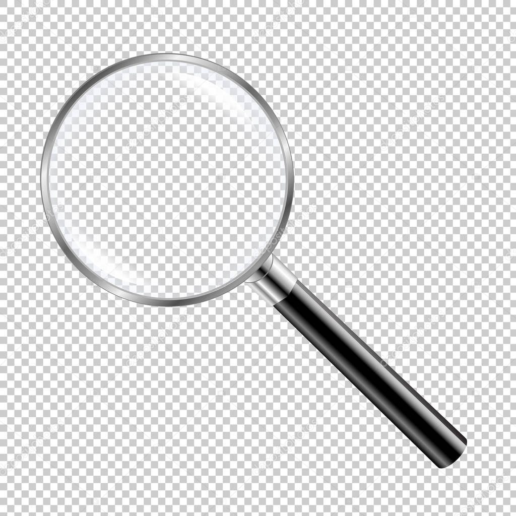 Black Magnifying Glass With Gradient Mesh, Vector Illustration