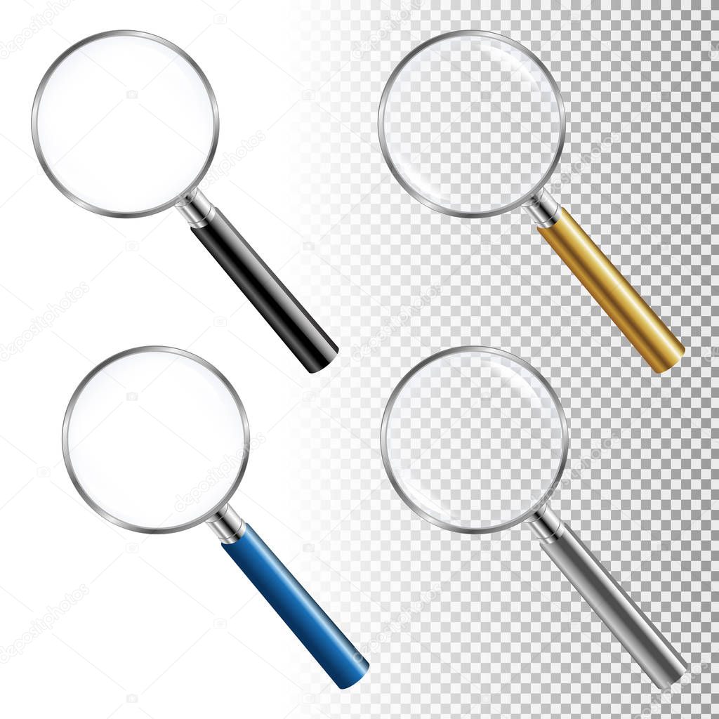 Magnifying Glass Set With Gradient Mesh, Vector Illustration