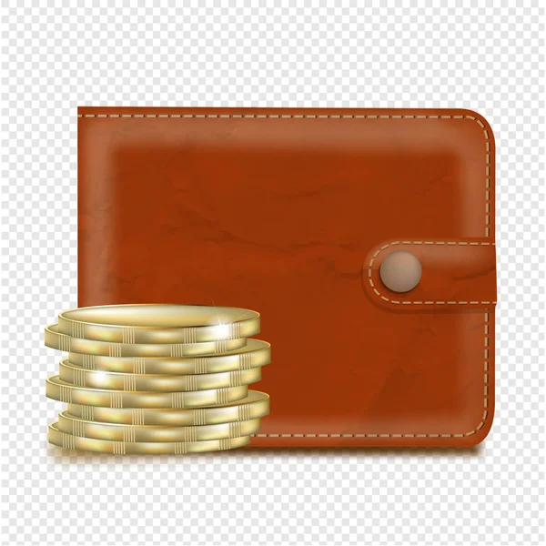 グラデーション メッシュで透明な背景のお金で財布 — ストックベクタ