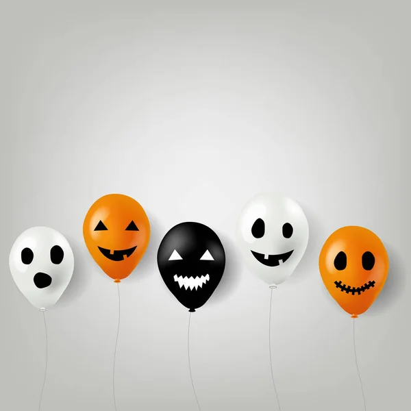 Ilustracja Wektorowa Halloween Balony Twarzy — Wektor stockowy