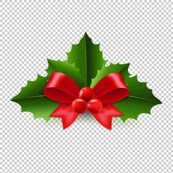 Weihnachten Stechpalme Symbol Auf Transparentem Hintergrund Vektorillustration — Stockvektor