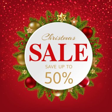 Toplu Xmas Bayrağı ve Gradyan Ağacı, Vektör İllüstrasyonu