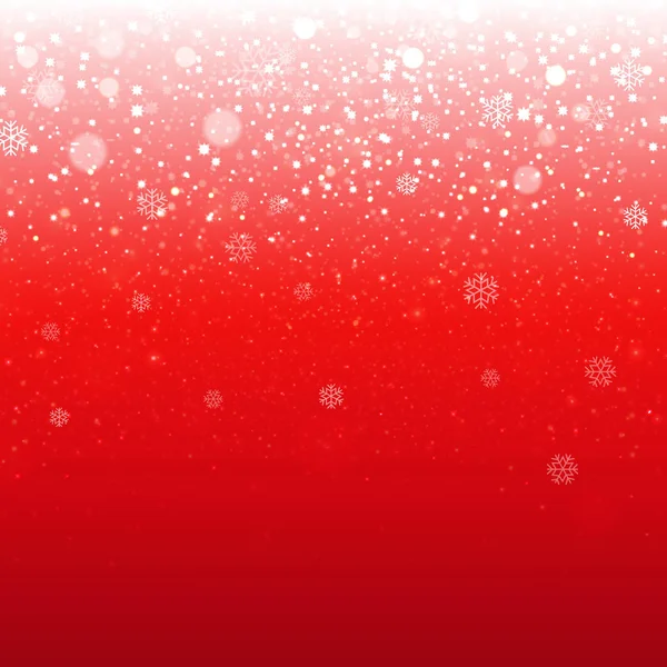 Kar Taneleri Vektör Çizim Ile Kırmızı Noel Duvar Kağıdı — Stok Vektör