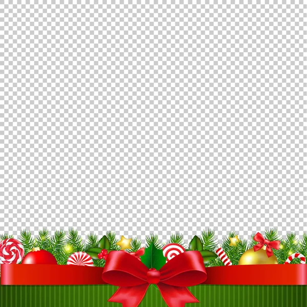 Fundo Transparente Xmas Garland Com Malha Gradiente Ilustração Vetor — Vetor de Stock