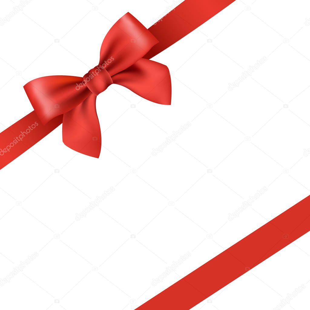 Red Ribbon With Bow, Vector Illustration