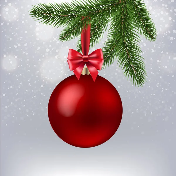 Xmas Bal Met Zilveren Bokeh Vectorillustratie — Stockvector