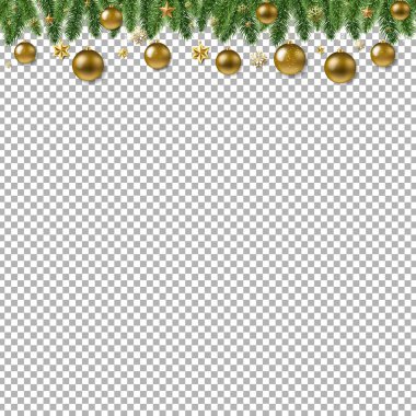 Noel ağacı sınır topları şeffaf arka plan degrade kafes, vektör çizim ile kürk