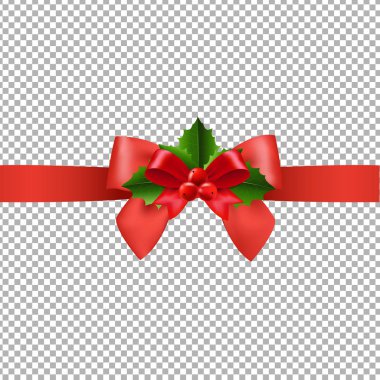 Kırmızı kurdele ile Holly Karpuzu, illüstrasyon vektör