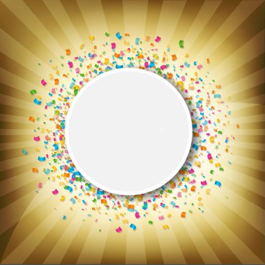 Sunburst afiş konfeti, vektör çizim ile