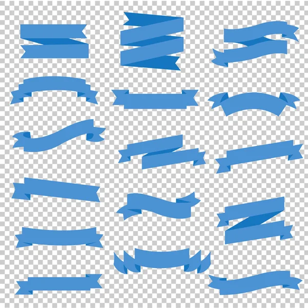Blue Ribbon Set Elszigetelt Átlátszó Háttér Vektor Illusztráció — Stock Vector