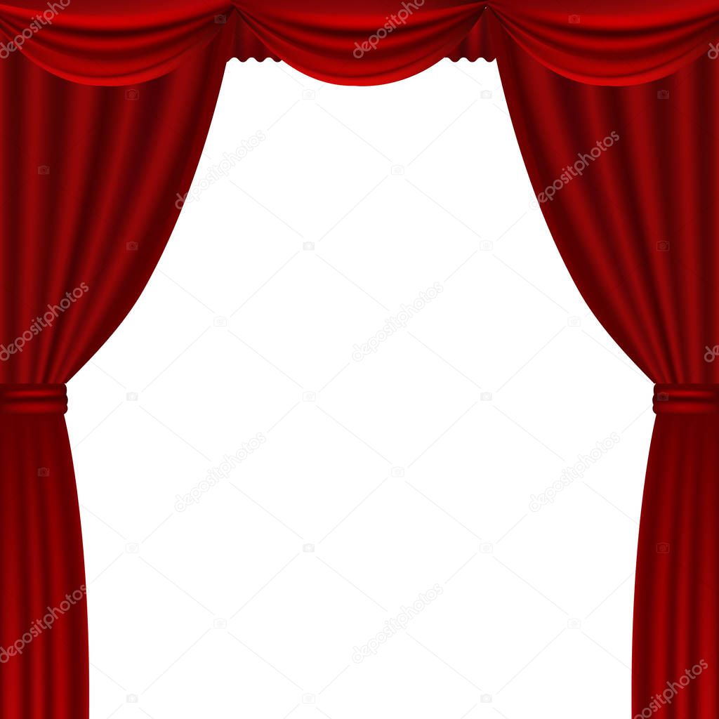 Red Theater Curtains, Vector Illustration