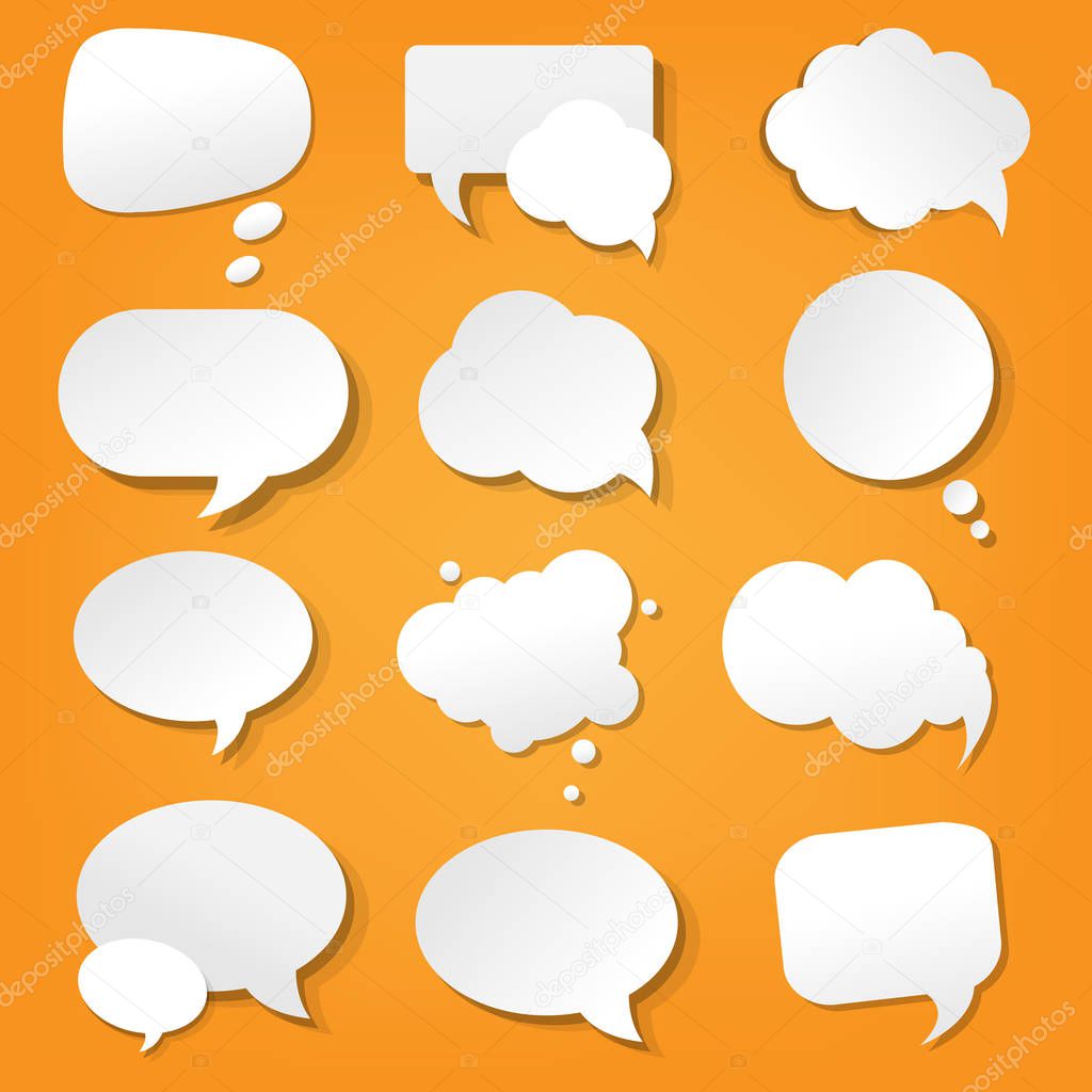 Speech Bubbles Collection With Gradient Mesh, Vector Illustration