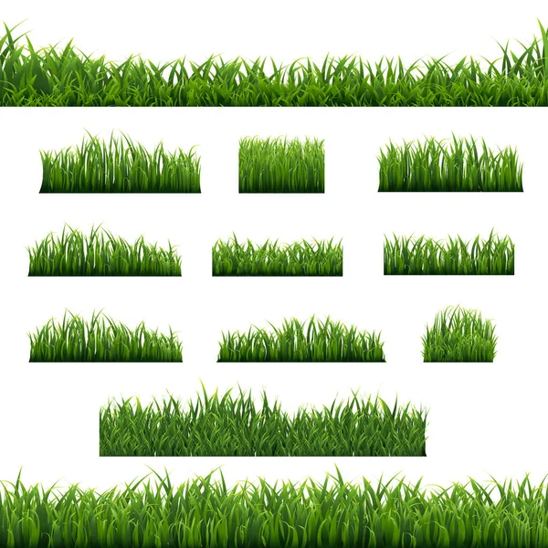 Großes Set Grüne Grasränder Hintergrund Vektorillustration — Stockvektor
