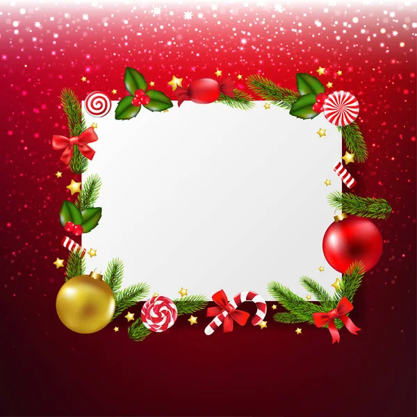 Banner Navidad Con Fondo Brillo Rojo Con Malla Gradiente Ilustración — Vector de stock