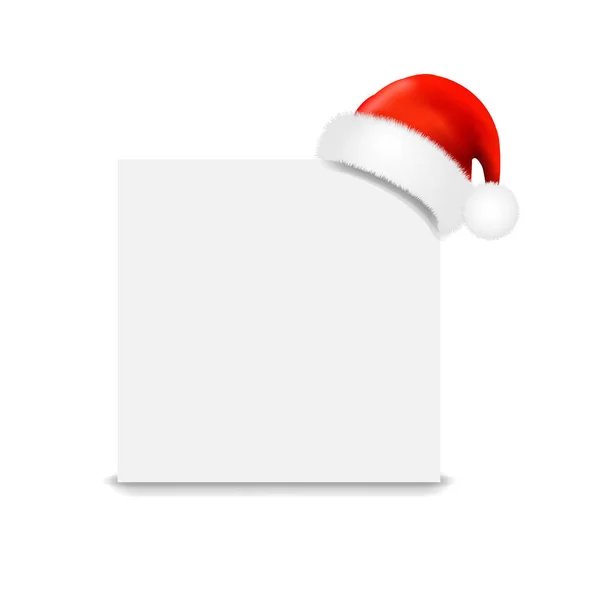 Weihnachtsmannmütze Mit Papierbanner Mit Gradientennetz Vektorillustration — Stockvektor