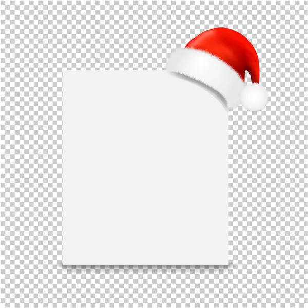 圣诞老人帽 带有横幅透明背景 带渐变格子 矢量图解 — 图库矢量图片