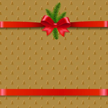 Xmas Ağacı Kurdelesiyle Noel Arkaplanı Gradyan Örgü, Vektör İllüstrasyonu