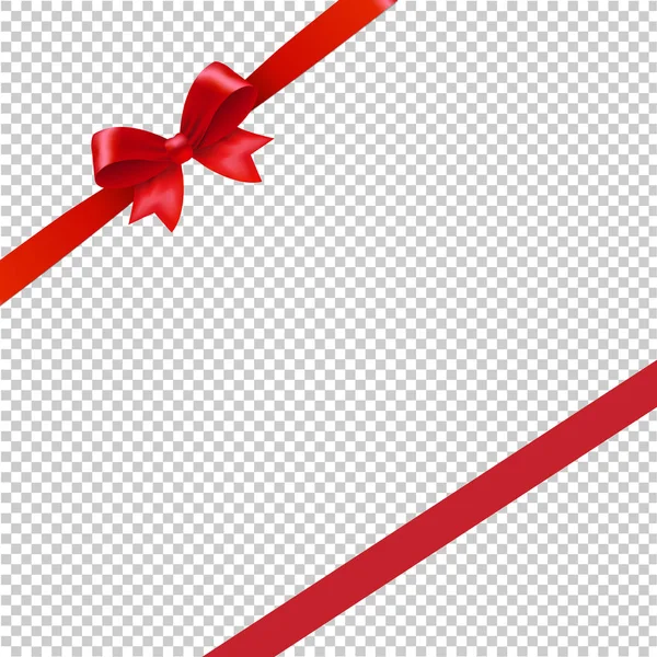 Red Ribbon Bow Transparent Bakgrund Med Gradient Mesh Vektor Illustratio — Stock vektor