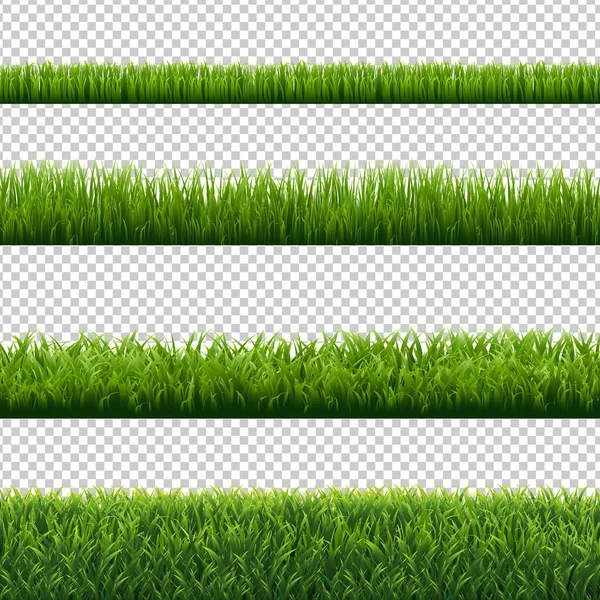 Set Green Grass Borders Copy Space — Stock Vector