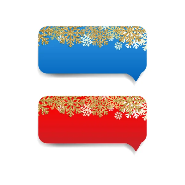 Speech Bubbles Snowflake Border White Background — Stock Vector