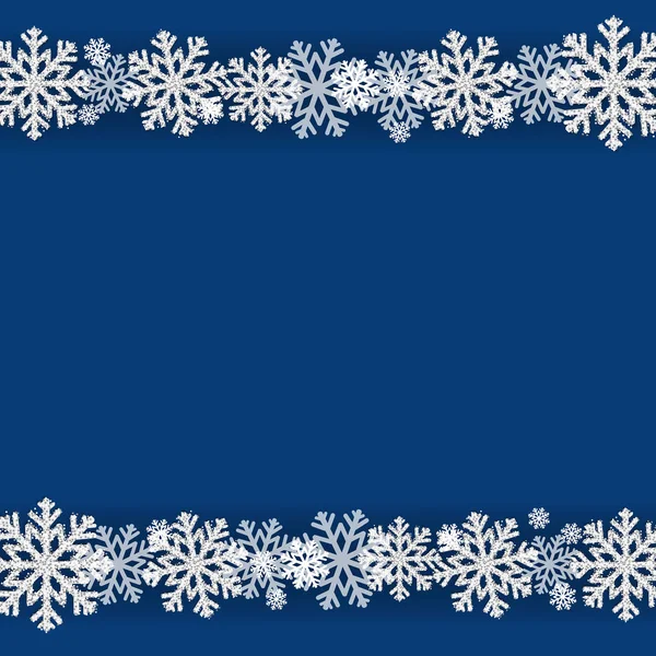 Inverno Cornice Fiocco Neve Sfondo Blu — Vettoriale Stock