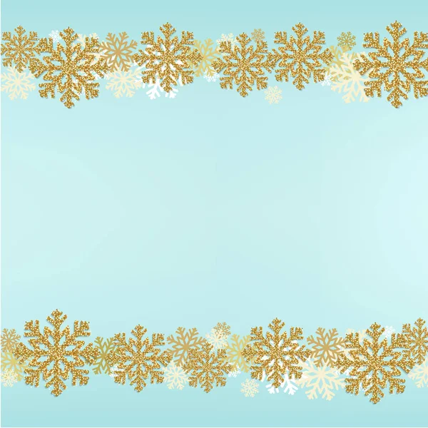 蓝色背景上的冬季雪花边框 — 图库矢量图片