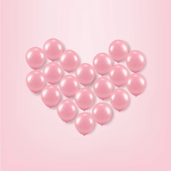Pink Balloons Heart Gradient Mesh Vector Illustration — Stock Vector