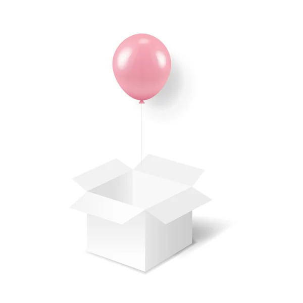 Roze Ballonnen Met Witte Doos Met Gradiënt Mesh Vector Illustratie — Stockvector